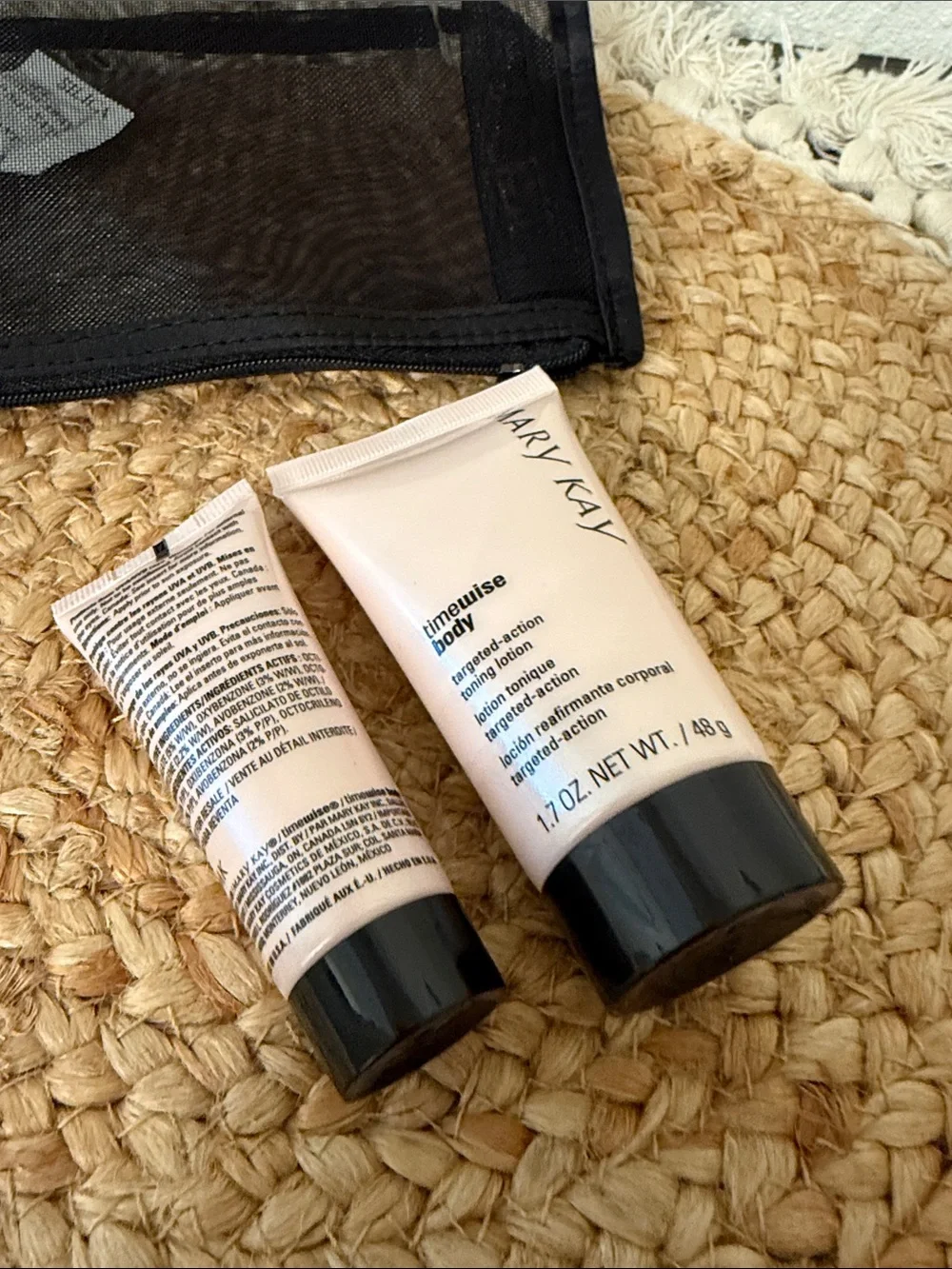 Mary Kay TimeWise Body Toning Lotion & Hand Cream SPF 15 Travel Set with Pouch